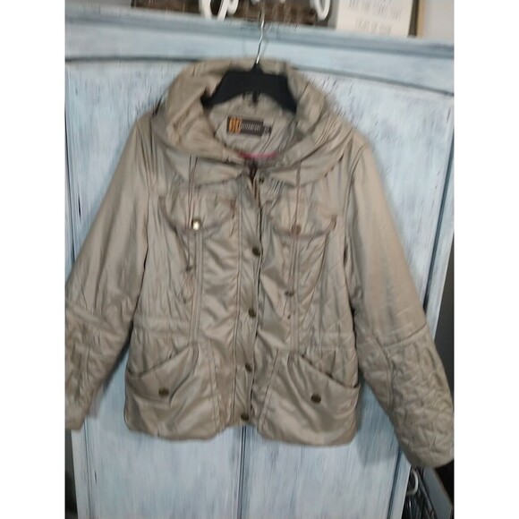 EC Easy Comfort  Hooded Puffer Coat Size Small Beige/Taupe - Picture 1 of 11